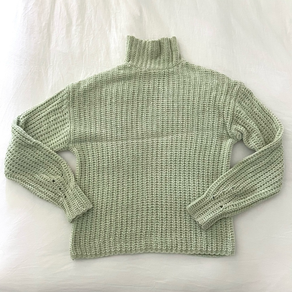 Sally LaPointe Knit Sage Green Turtleneck Sweater - Picture 2 of 12